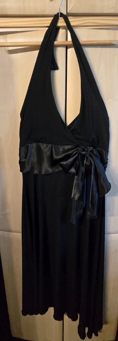 R & W Black Halter Dress with Satin Bow [M]