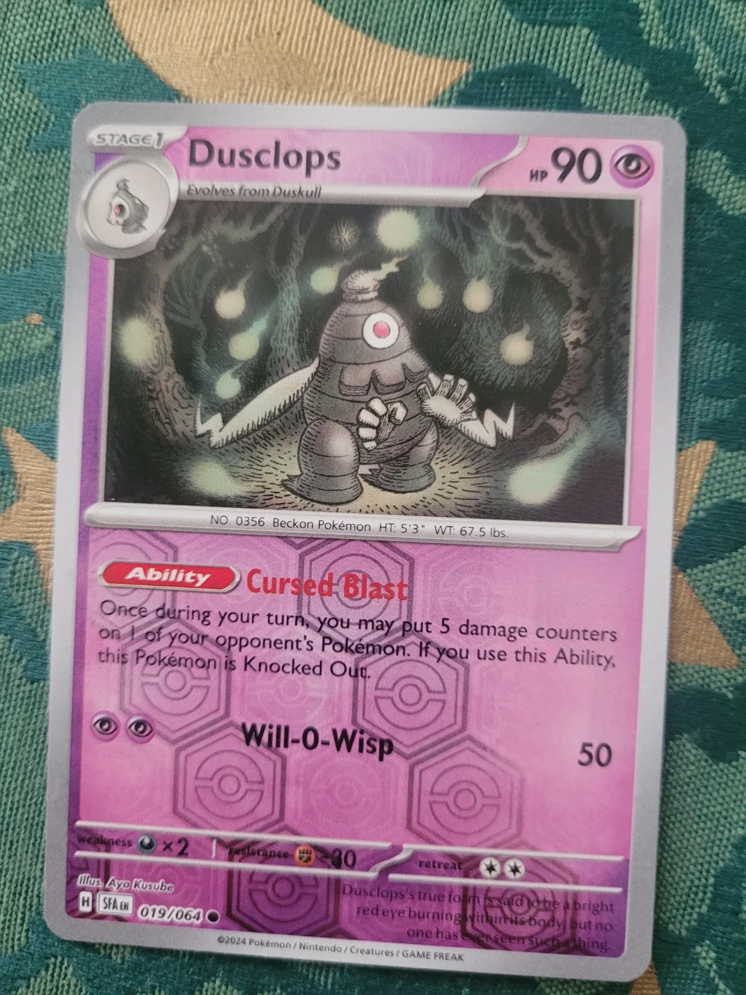 Pokemon Re erse Holo Dusclops Card ⚽️