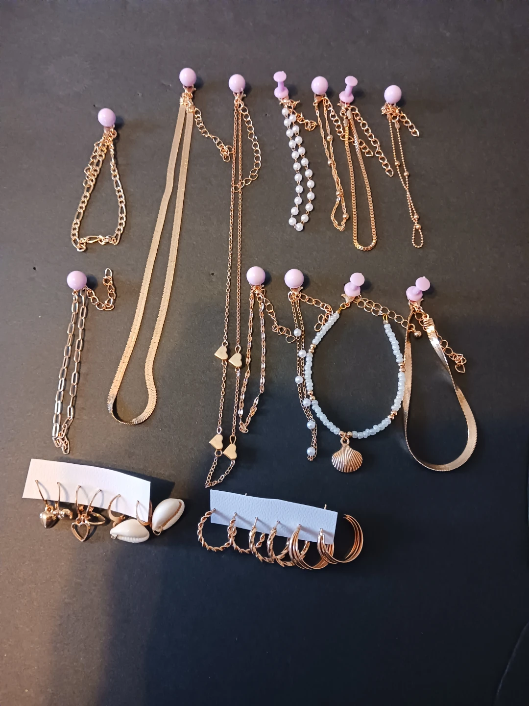 Assorted Yellow Gold Tone Necklaces and Earrings Set