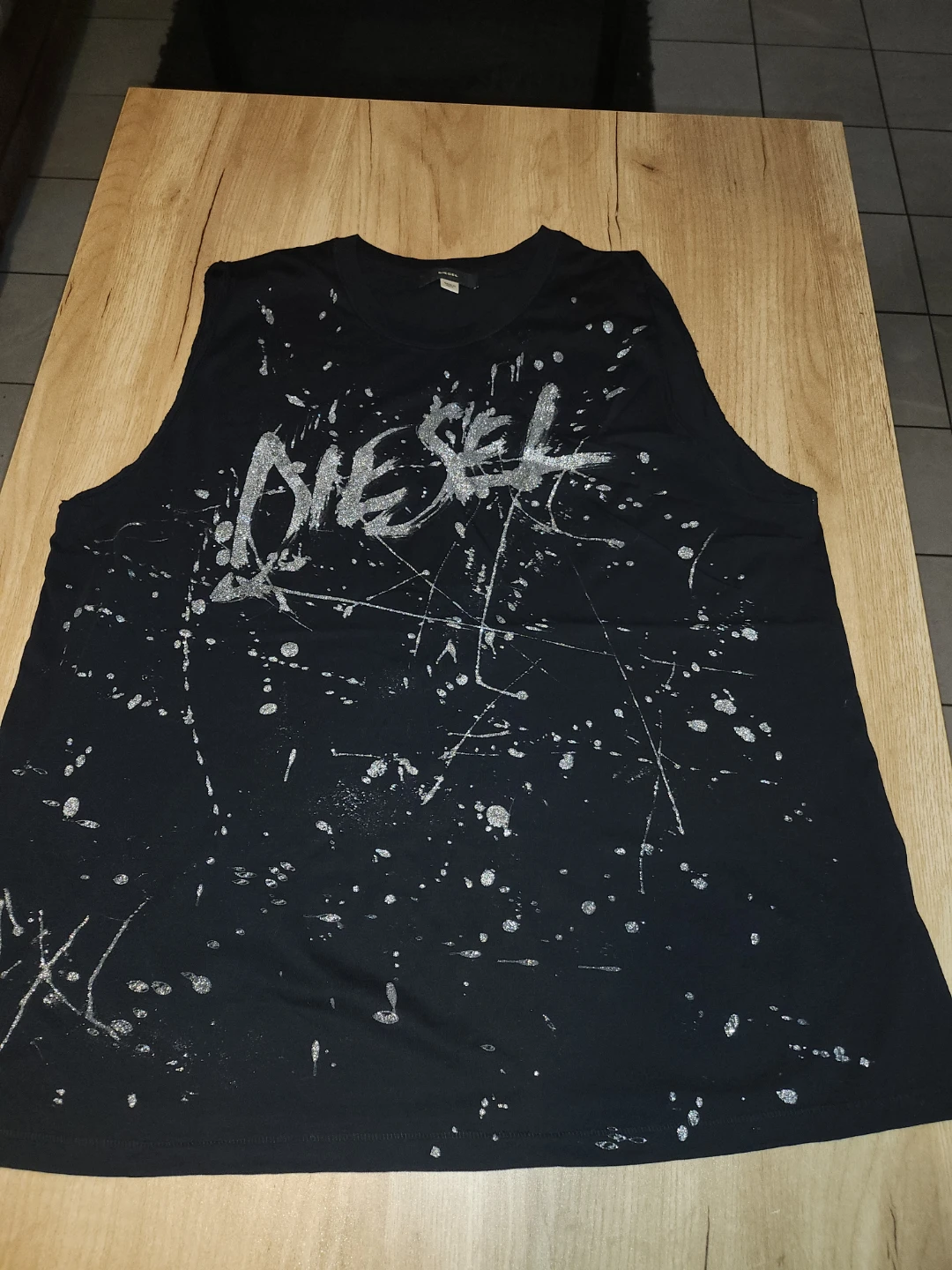 Diesel Black Splatter Tank Top Size L