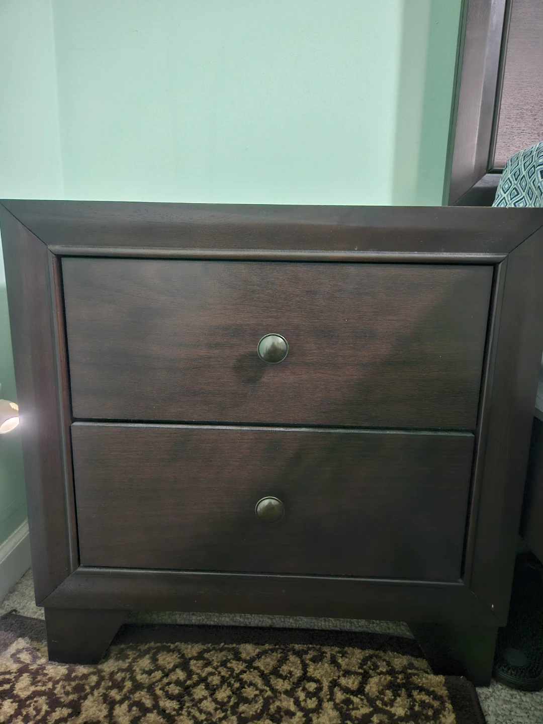 Dark Wood Nightstand with Two Drawers (set) - photo 2