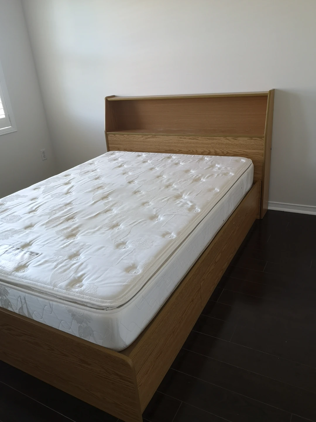 Oak Wood Bed Frame with Storage Drawers and Headboard - photo 2