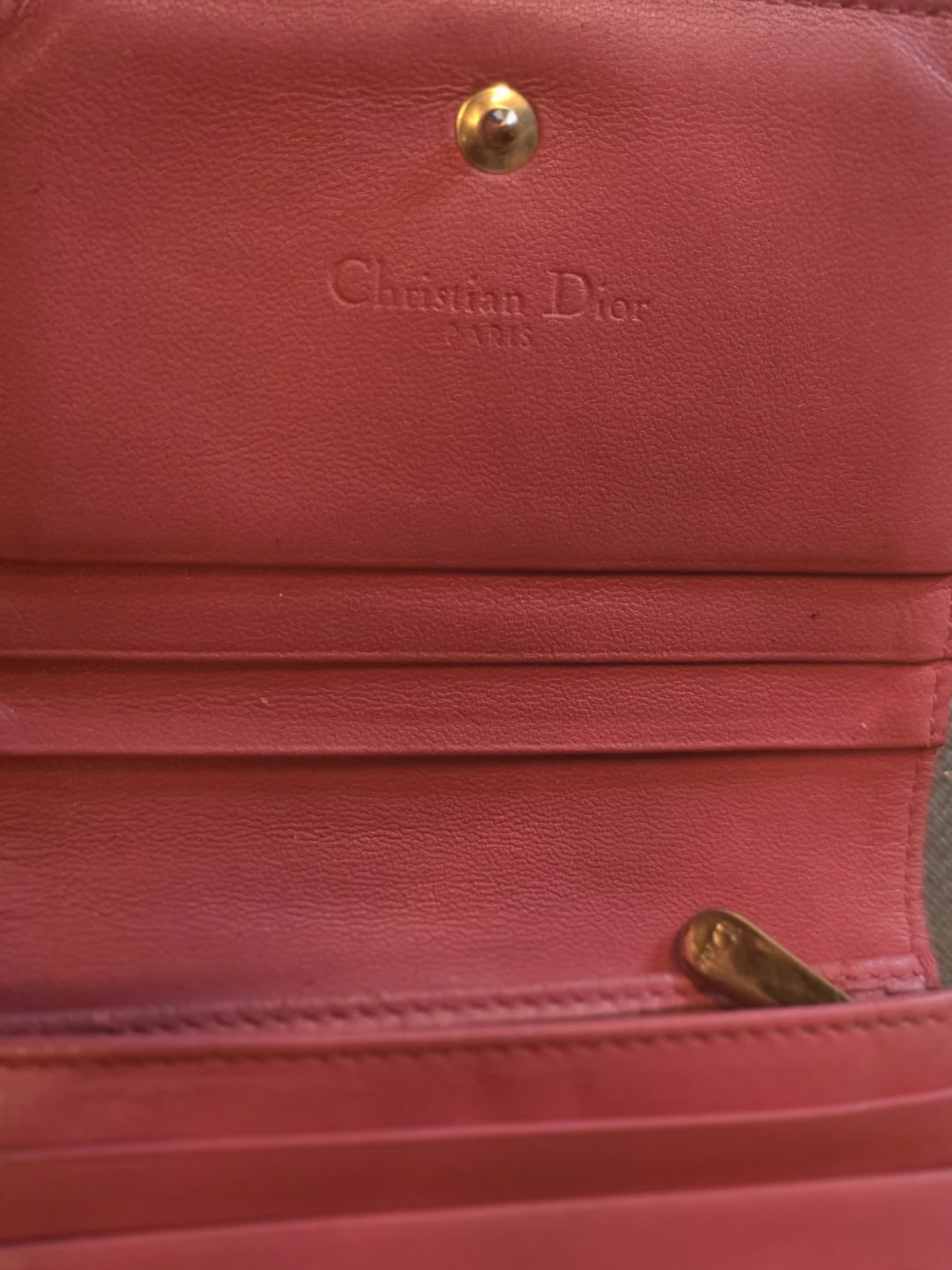 Christian Dior Pink Leather Quilted Card Holder - photo 2