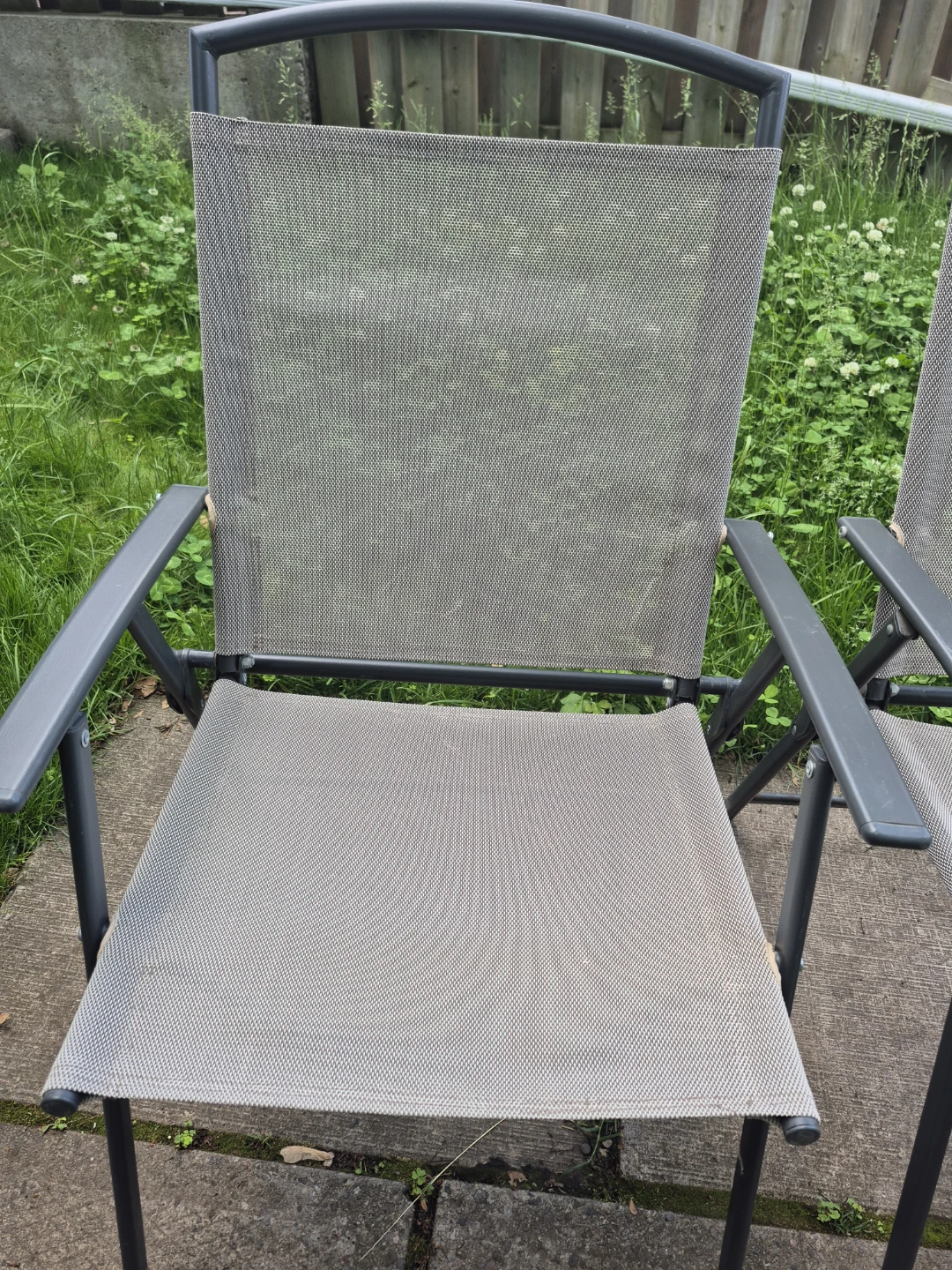 Pair of Grey Folding Patio Chairs - photo 2