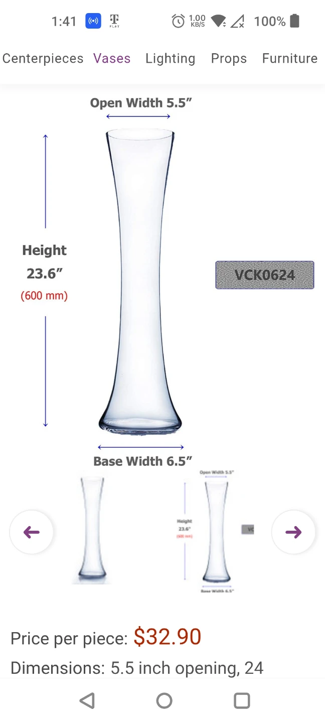 24" Clear Glass Cylinder Bud Vase - photo 2