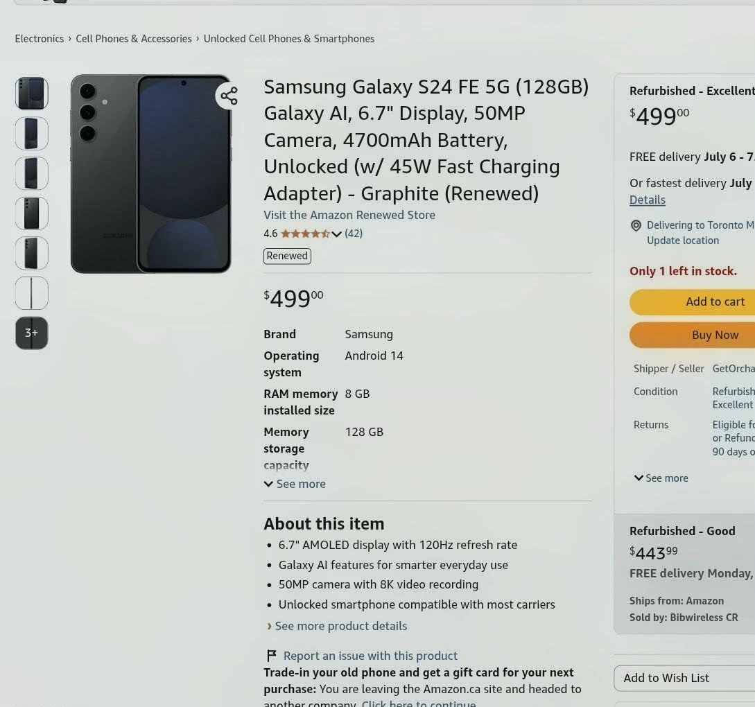 Samsung Galaxy S24 FE 5G Smartphone