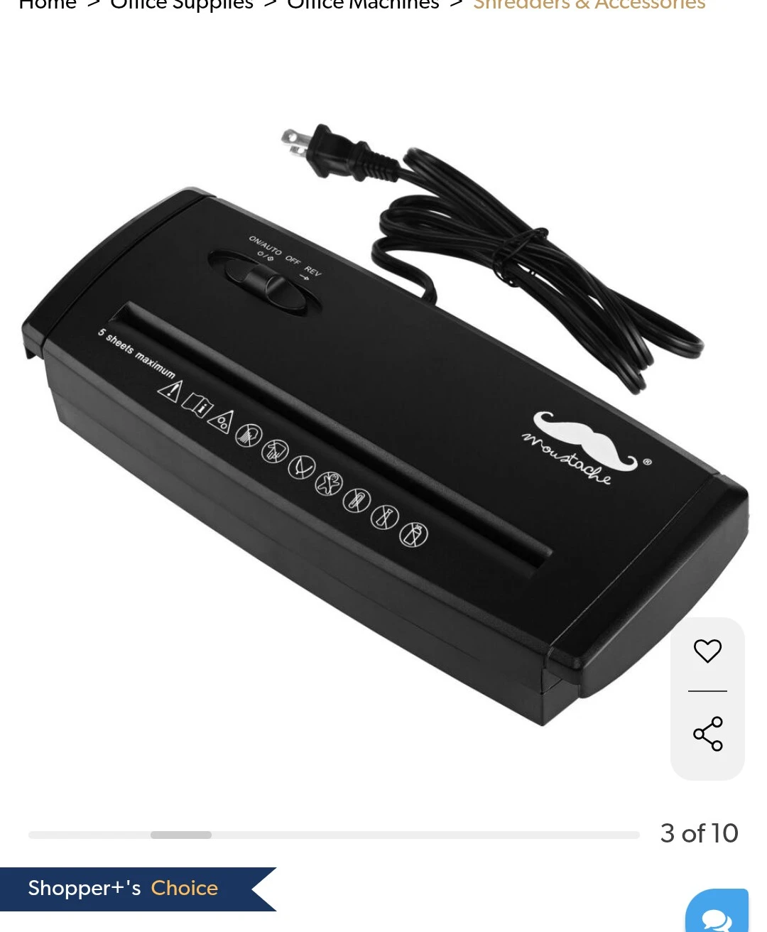 Moustache Portable Paper Shredder - Black - photo 2
