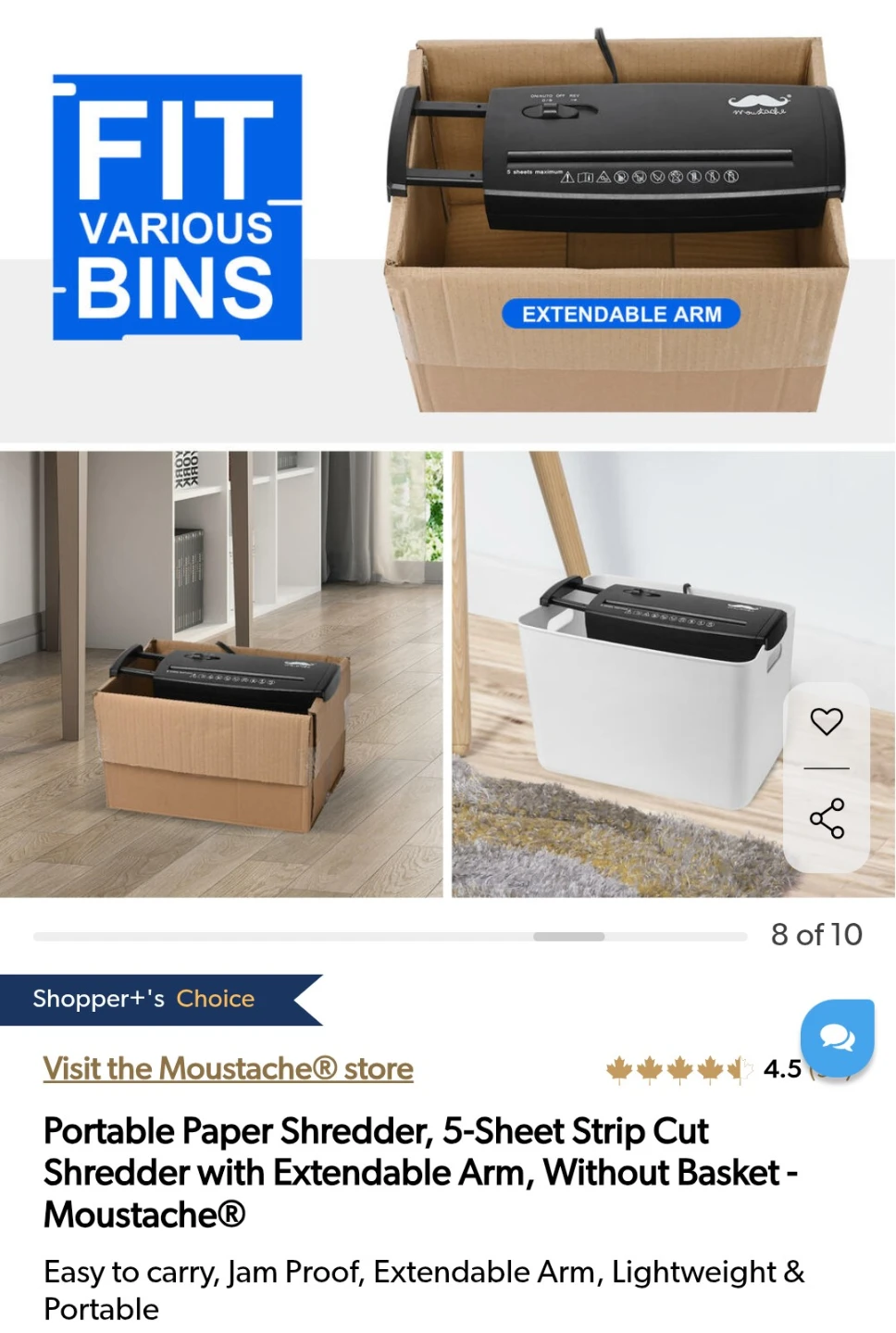 Moustache Portable Paper Shredder - Black - photo 3