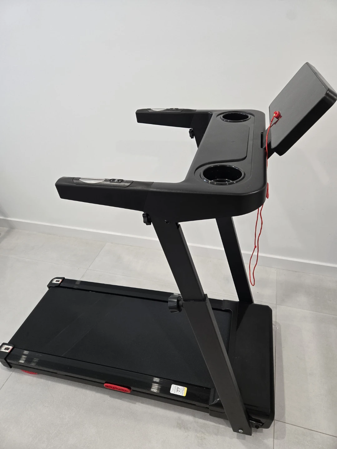 Black Folding Treadmill with Tablet Holder. New