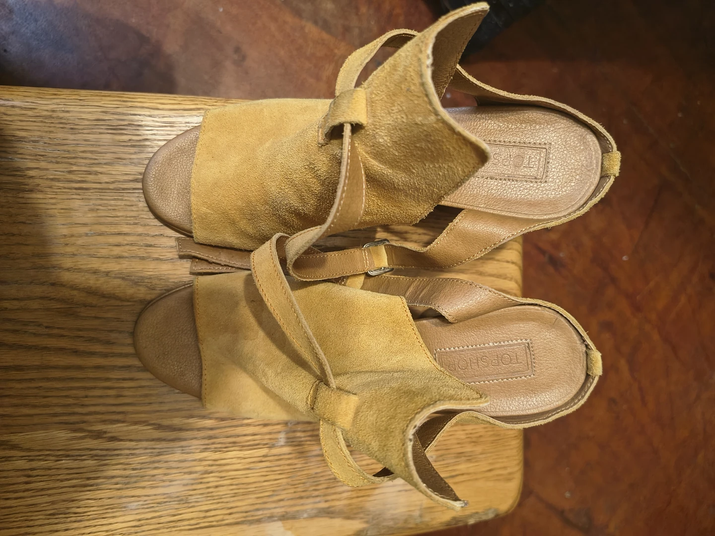 Topshop Suede Block Heel Sandals - Tan - photo 3