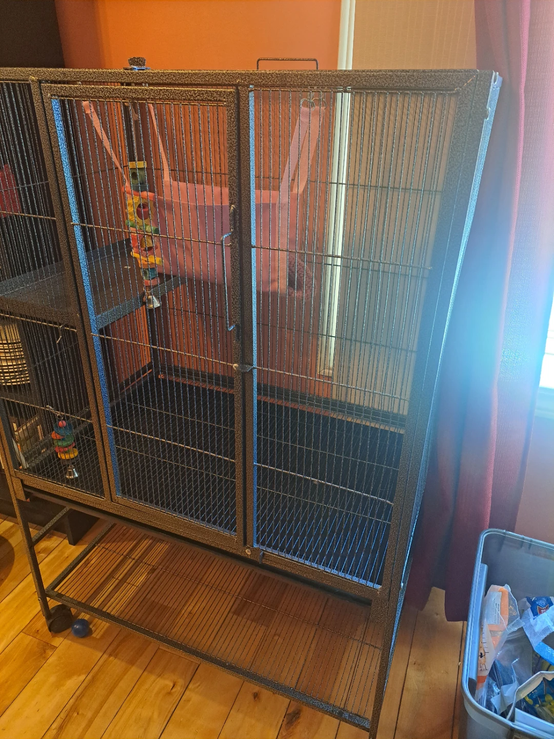 Large Metal Pet Cage with Hammock and Toys