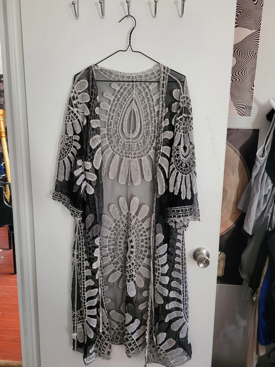 Sheer Embroidered Kimono Cardigan