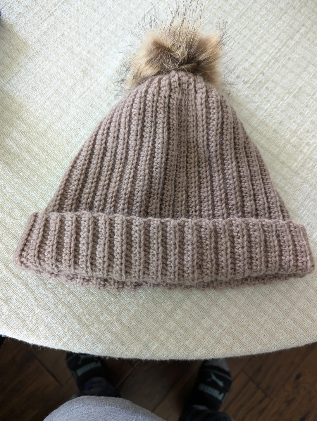 Brown Crochet Winter Hat  with Pom Pom