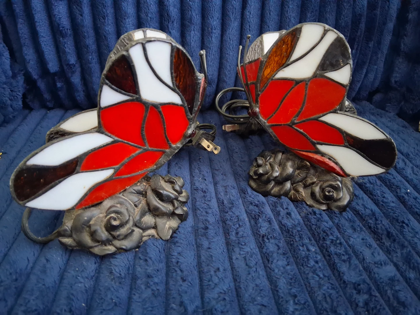 Stained Glass Butterfly Lamp Set