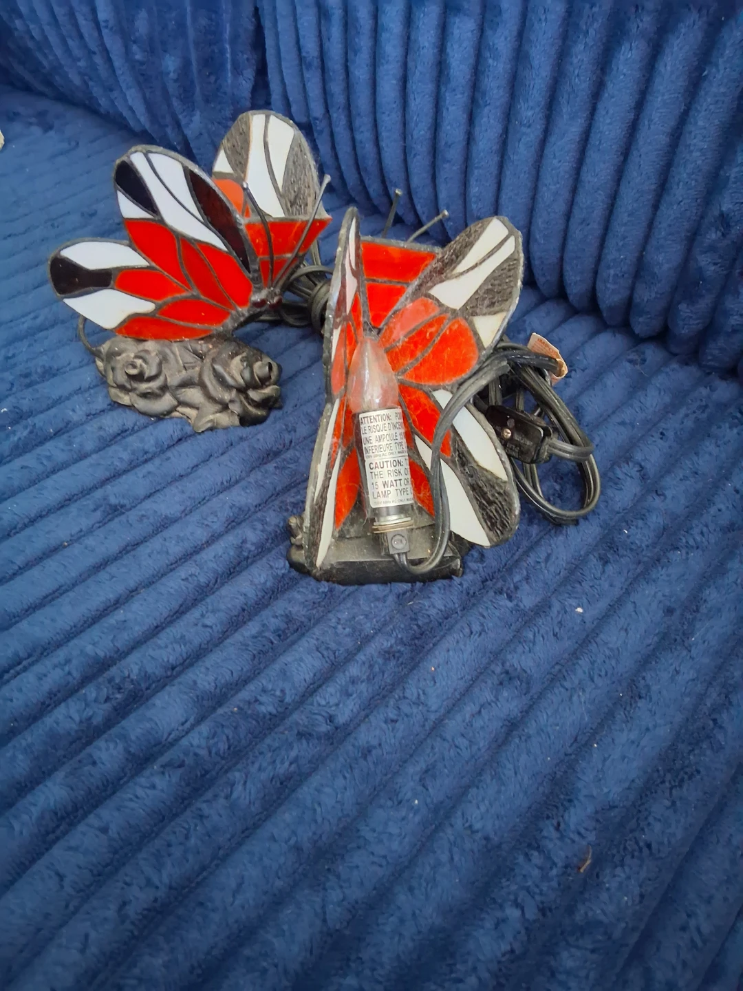Stained Glass Butterfly Lamp Set - photo 3