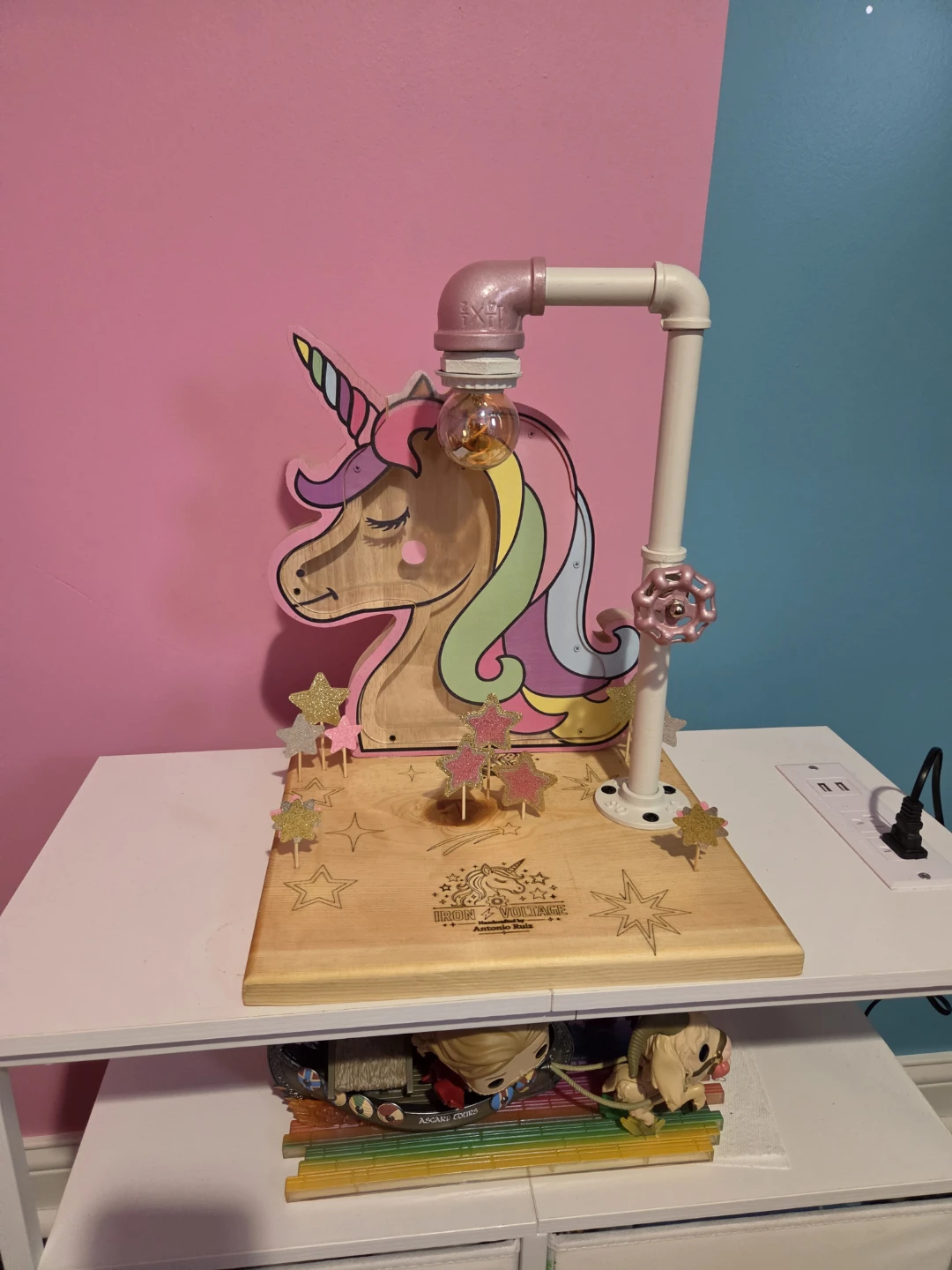 Unicorn piggy bank lamp