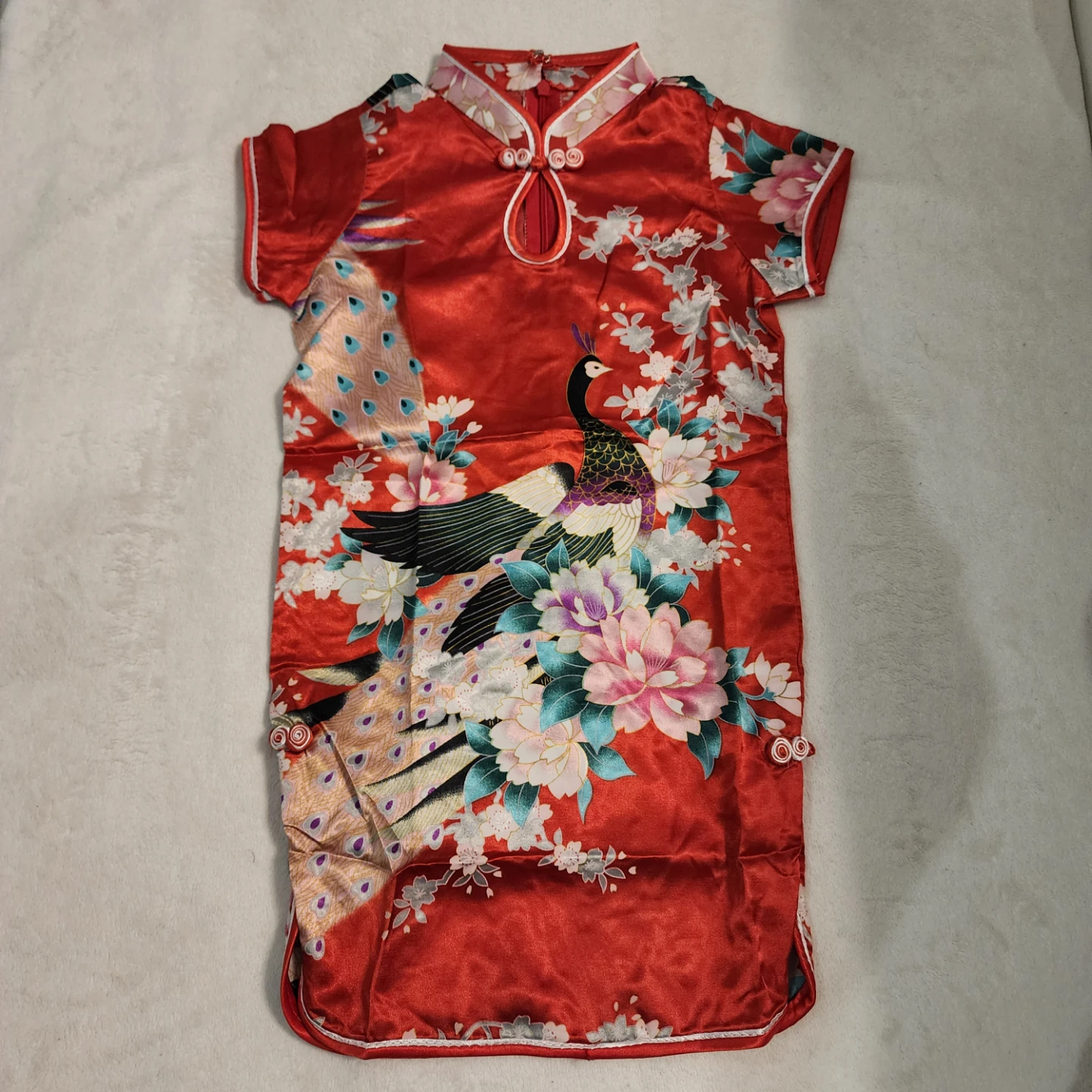 Children's Red Silk Chinese Qipao Dress
