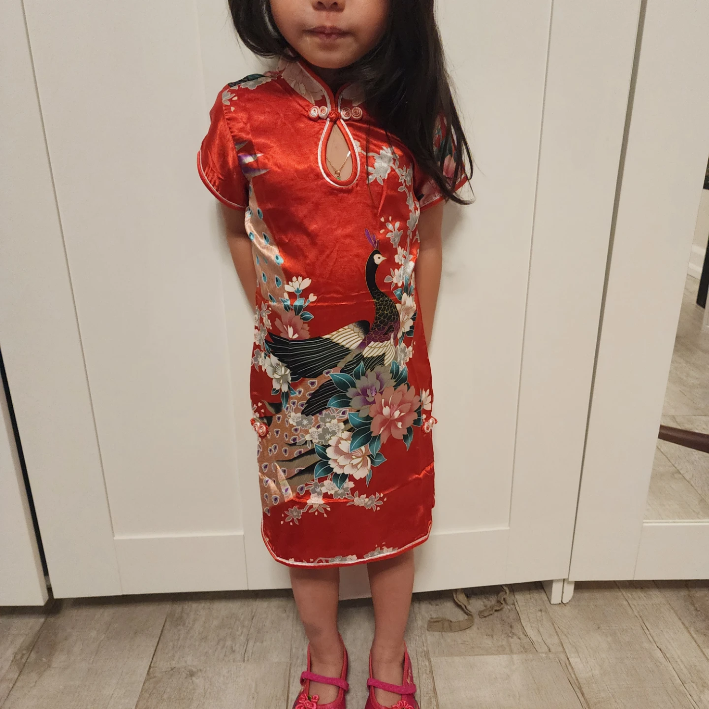 Children's Red Silk Chinese Qipao Dress - photo 3