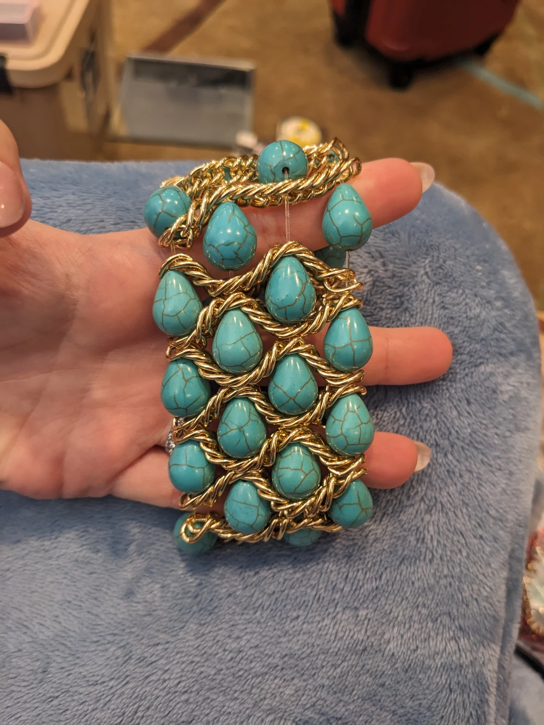 ⚽ Teal and Gold-tone Stretch Bracelet - photo 4