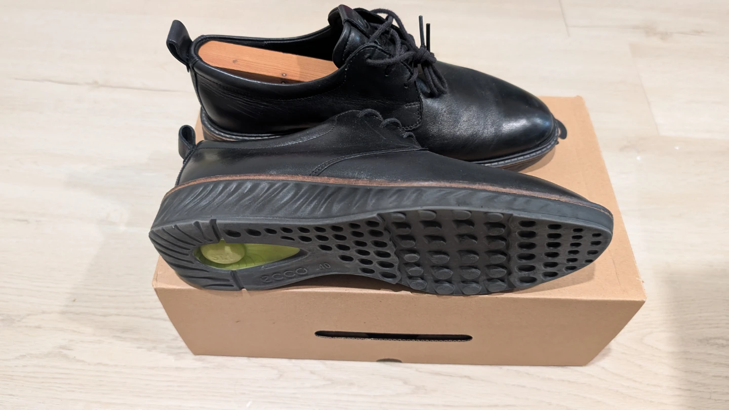 Men Black Leather Dress Shoes - Ecco 6-6.6 size - photo 2