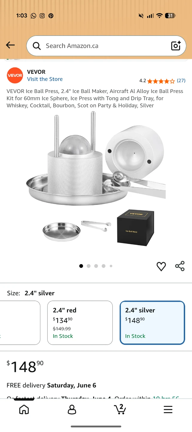 VEVOR Ice Ball Press Kit Silver 2.4" Kit - photo 2