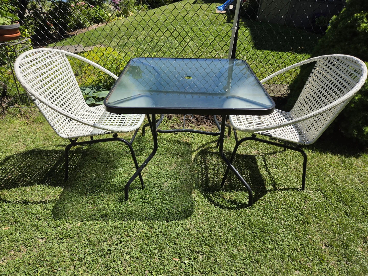 Glass Top Patio Table and Chairs Set