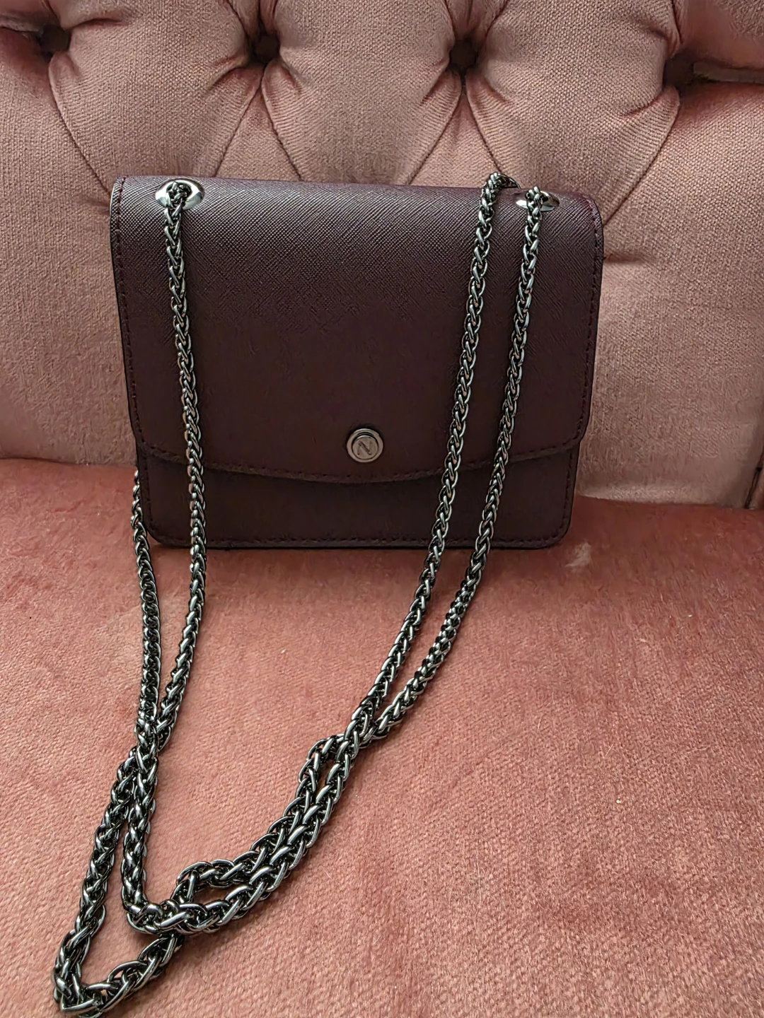 Burgundy Chain Shoulder Bag - photo 2