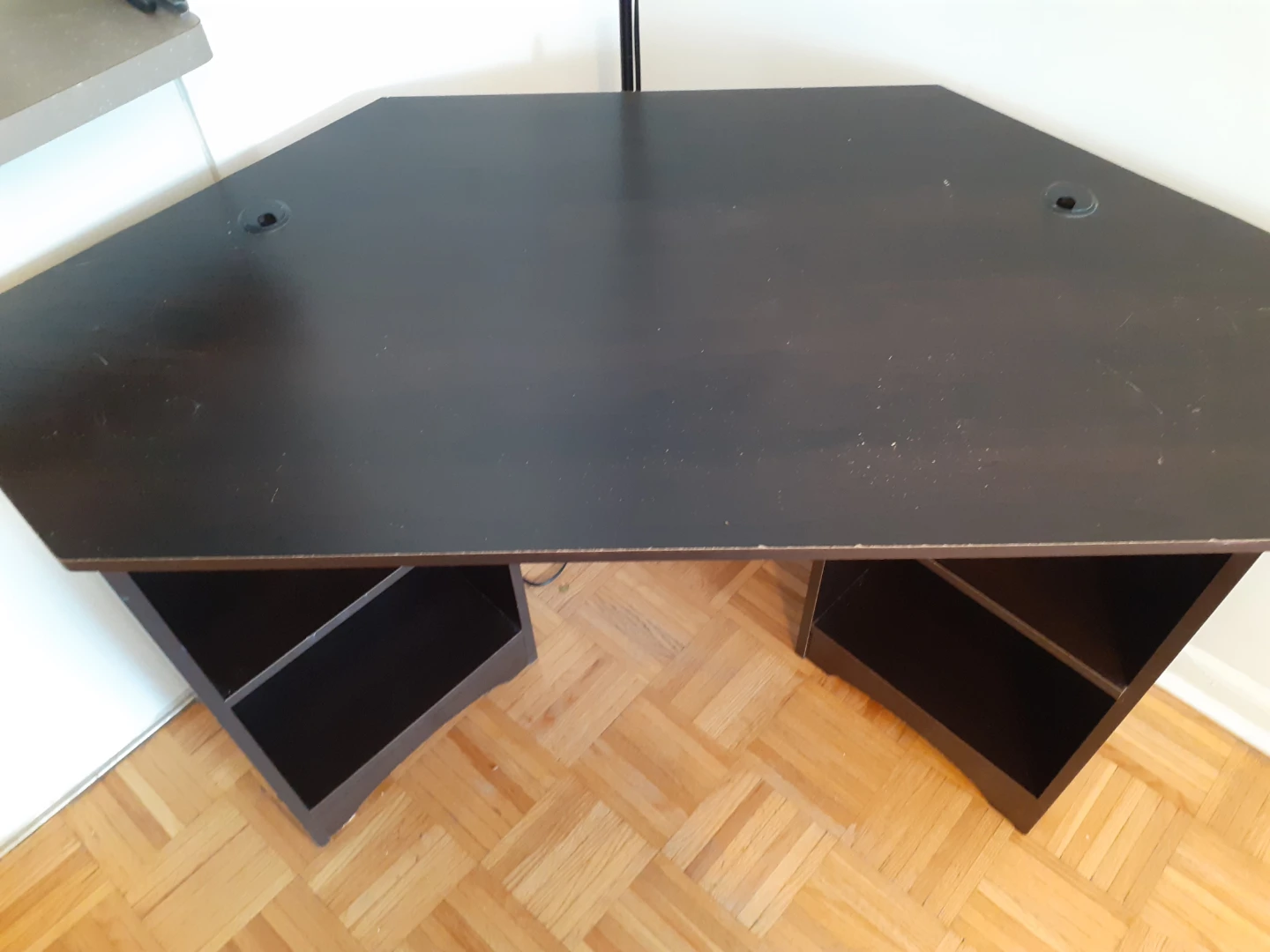 Dark Brown Corner Desk with Shelving - photo 3