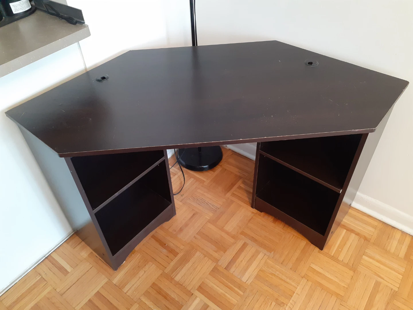Dark Brown Corner Desk with Shelving - photo 4
