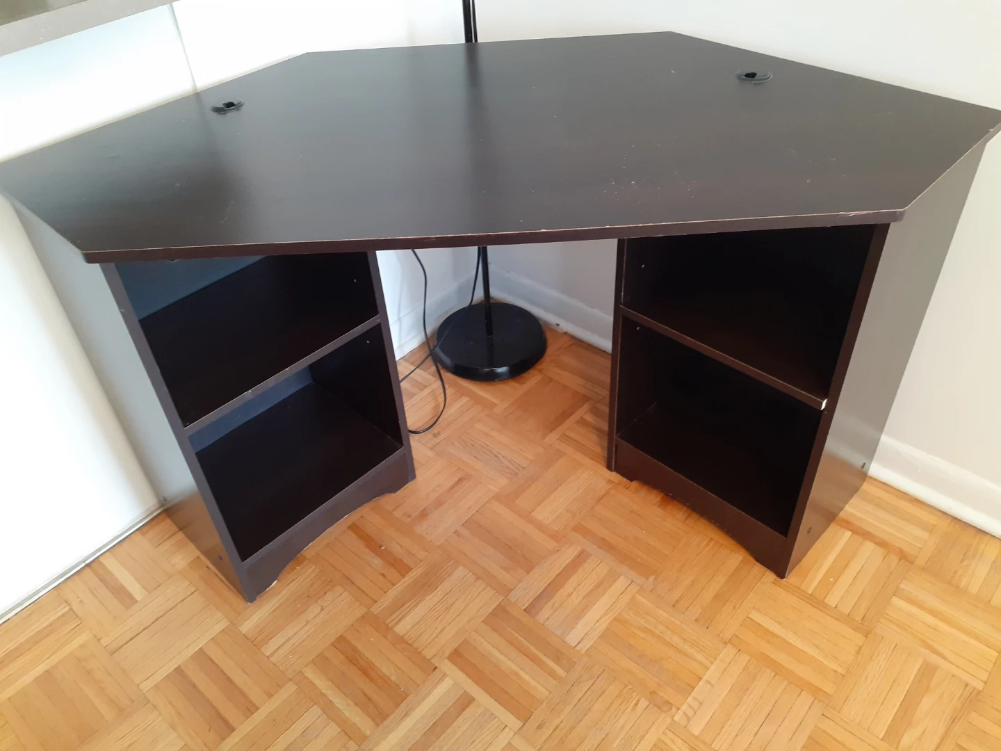 Dark Brown Corner Desk with Shelving - photo 5
