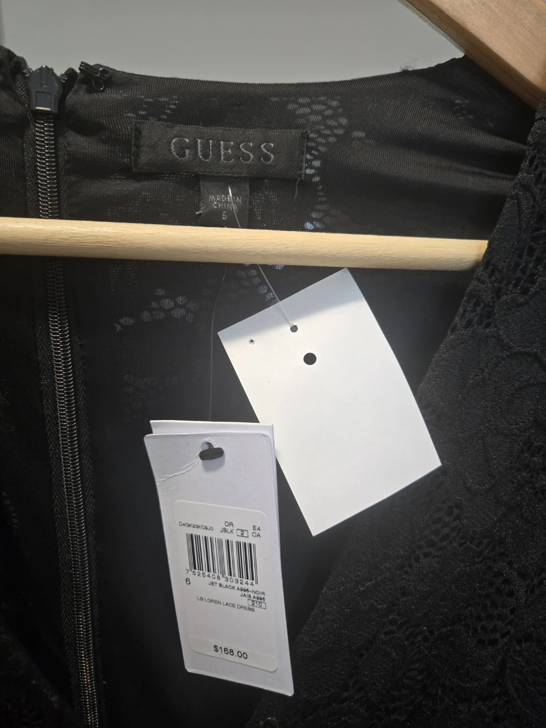Guess Black LS Loren Lace Dress - Size 6 - photo 4
