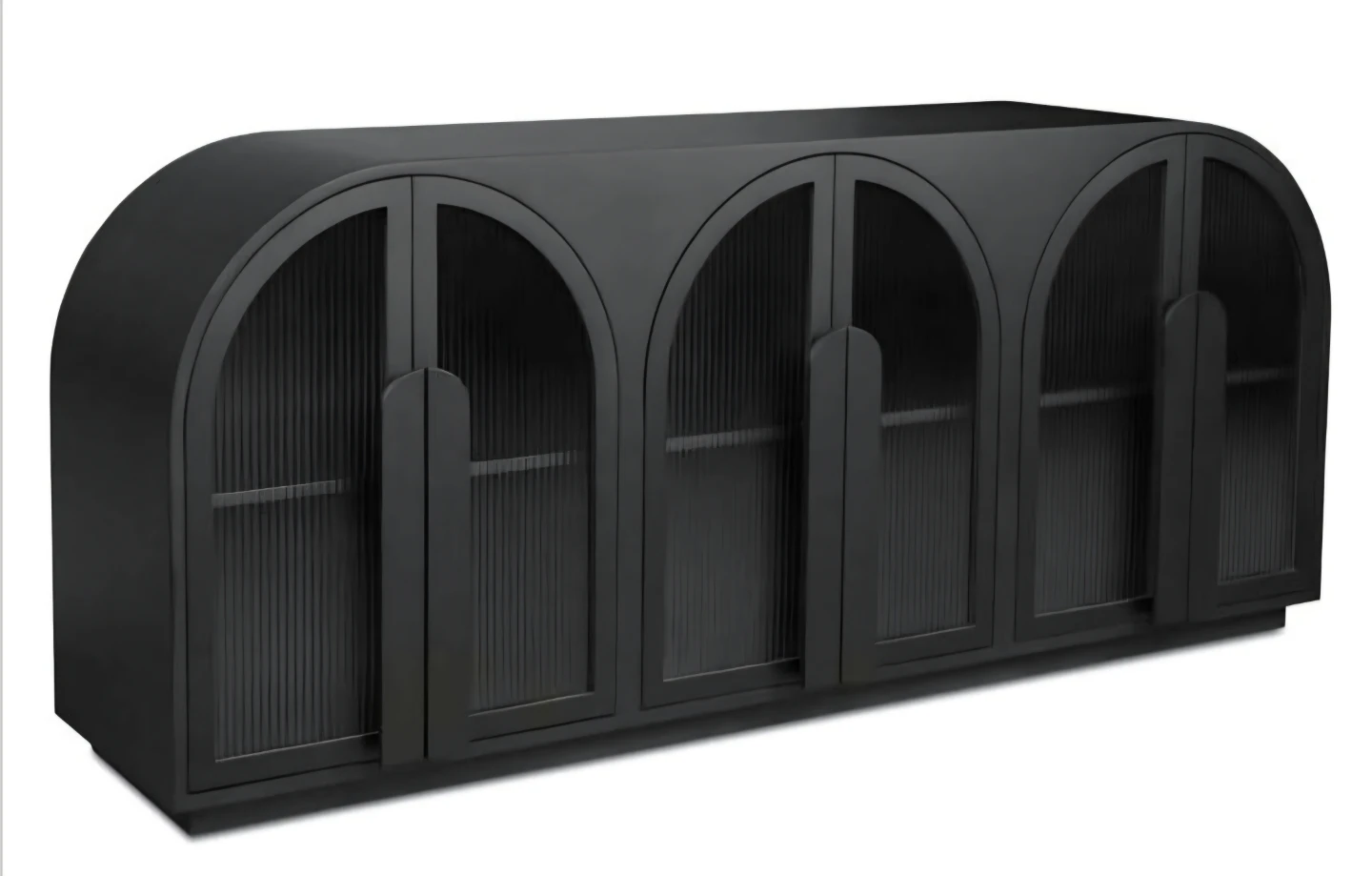 Black Buffet Cabinet with Arched Glass Doors
