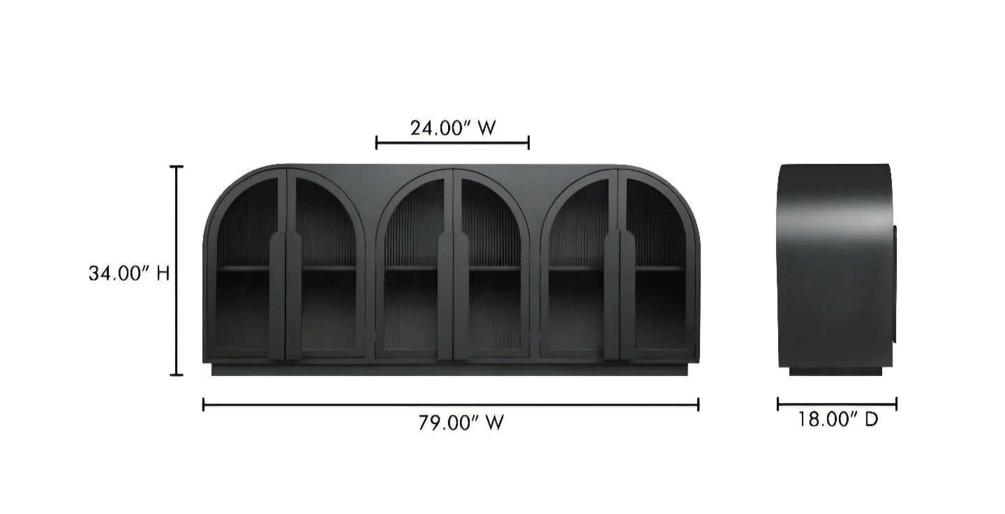 Black Buffet Cabinet with Arched Glass Doors - photo 2