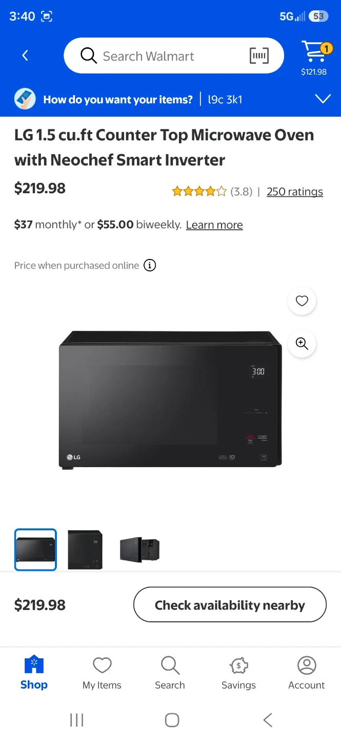 LG Black Microwave