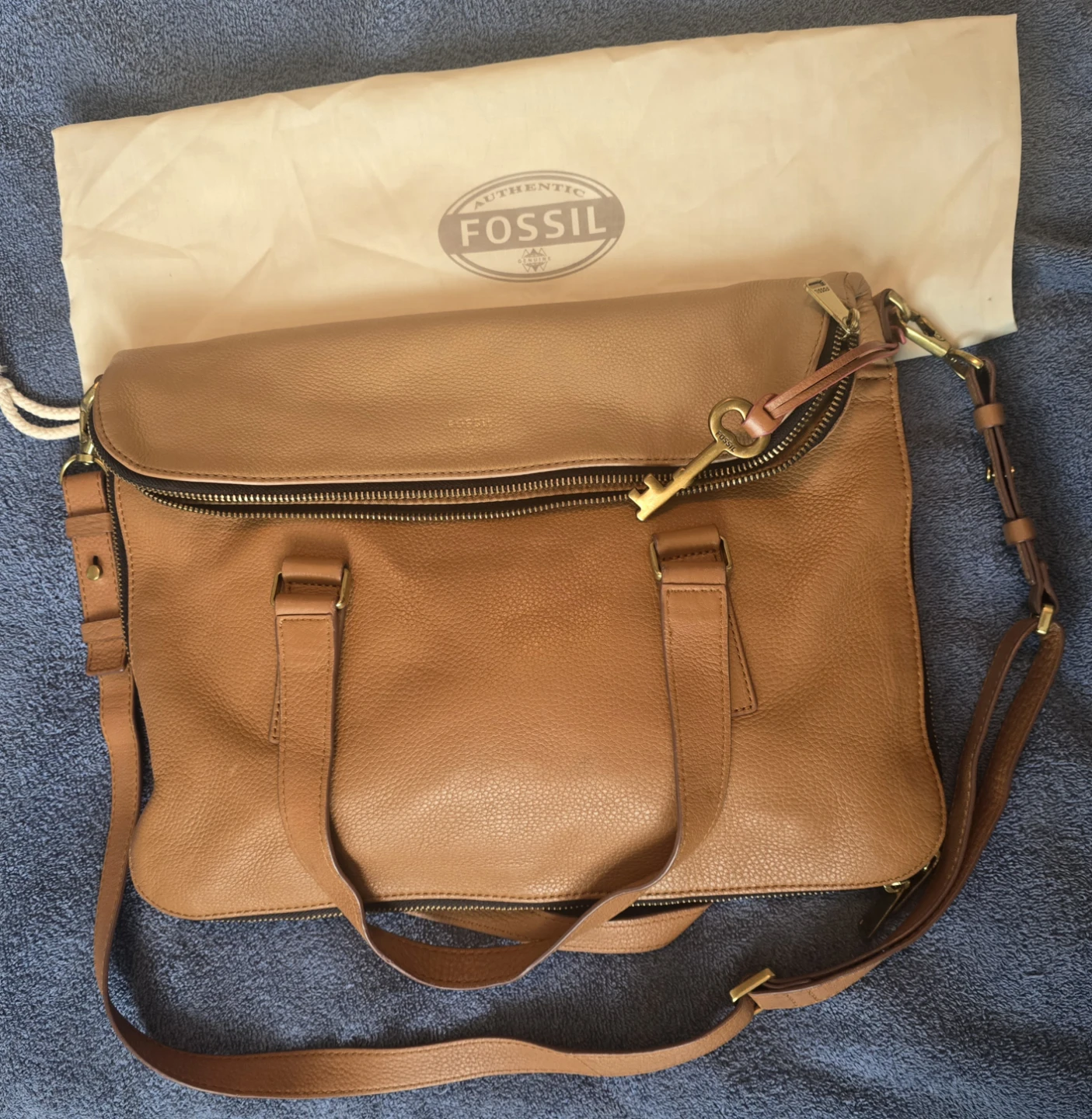 Fossil Preston Tan/Camel Expandable Bag