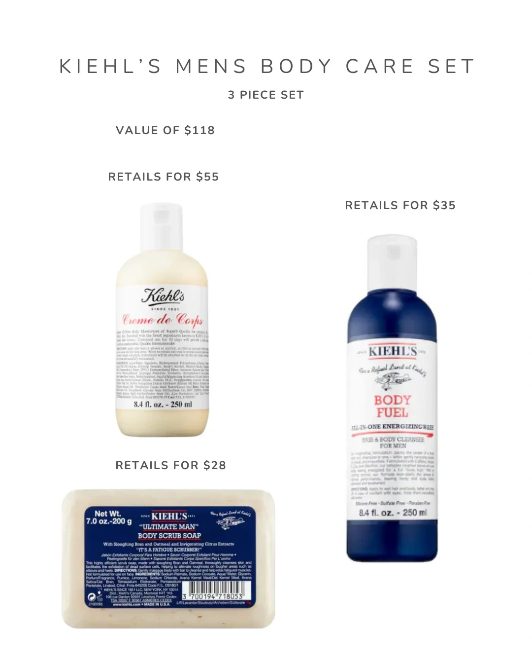 Kiehl's Men's Body Care Set - 3 Piece