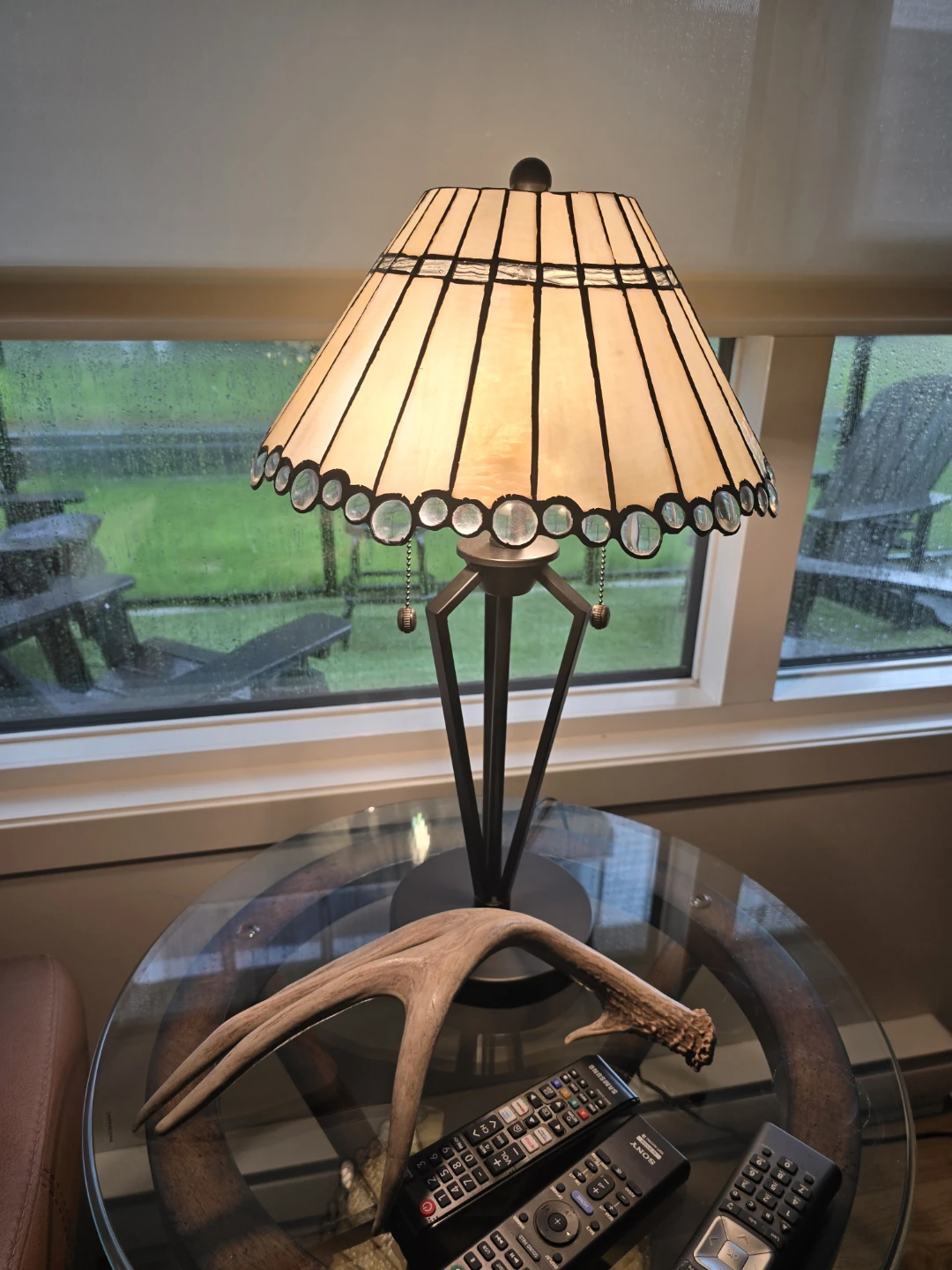 HIGH QUALITY LUXURY STAINED GLASS LAMP from CRATE AND BARREL