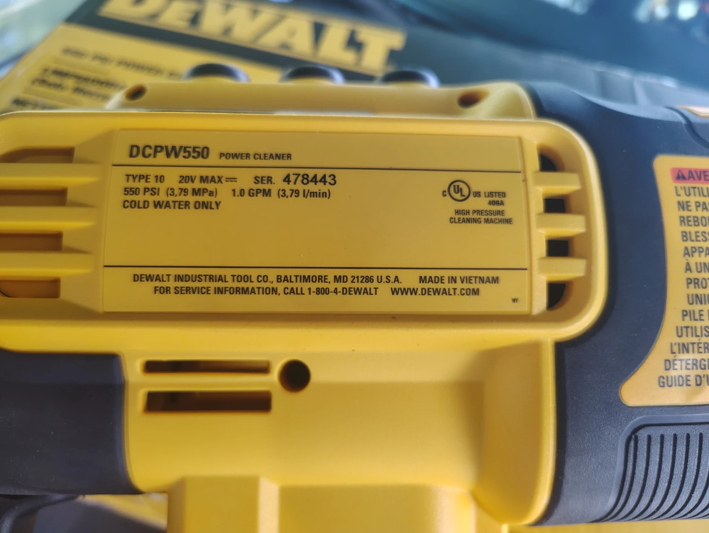 DeWalt DCPW550 Power Cleaner 20V Max - photo 3
