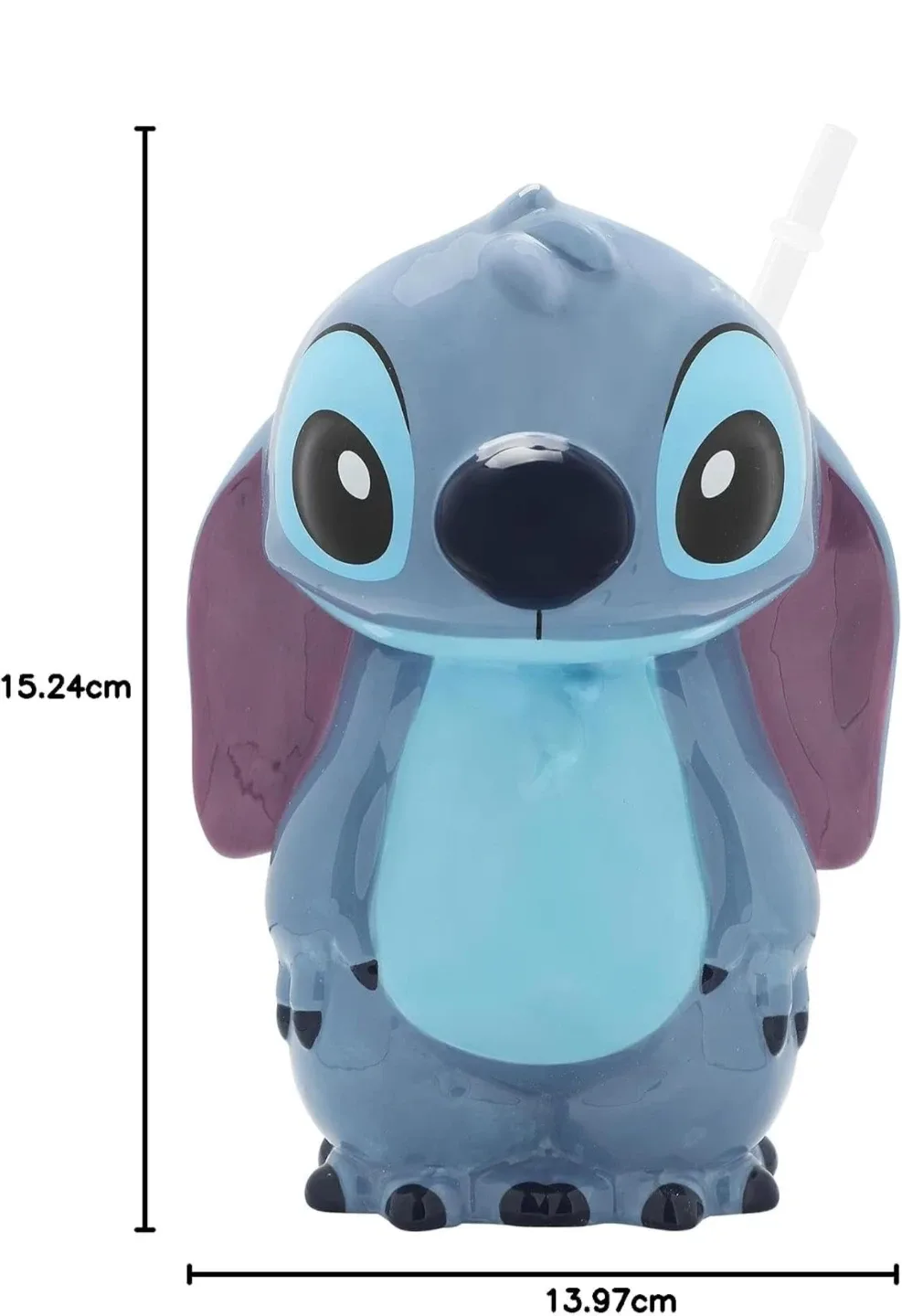Disney Stitch Sculpted Ceramic Sipper with Straw - photo 2
