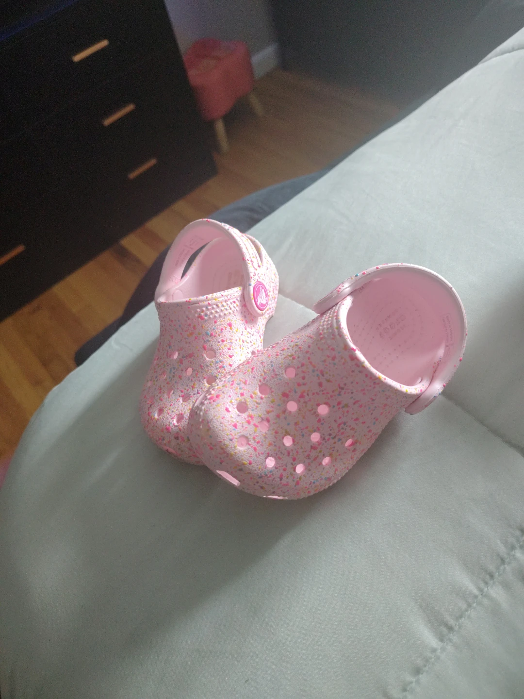 Kids' Pink Crocs with Sprinkle Pattern