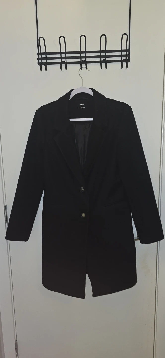 Black Wool-Blend Style Coat