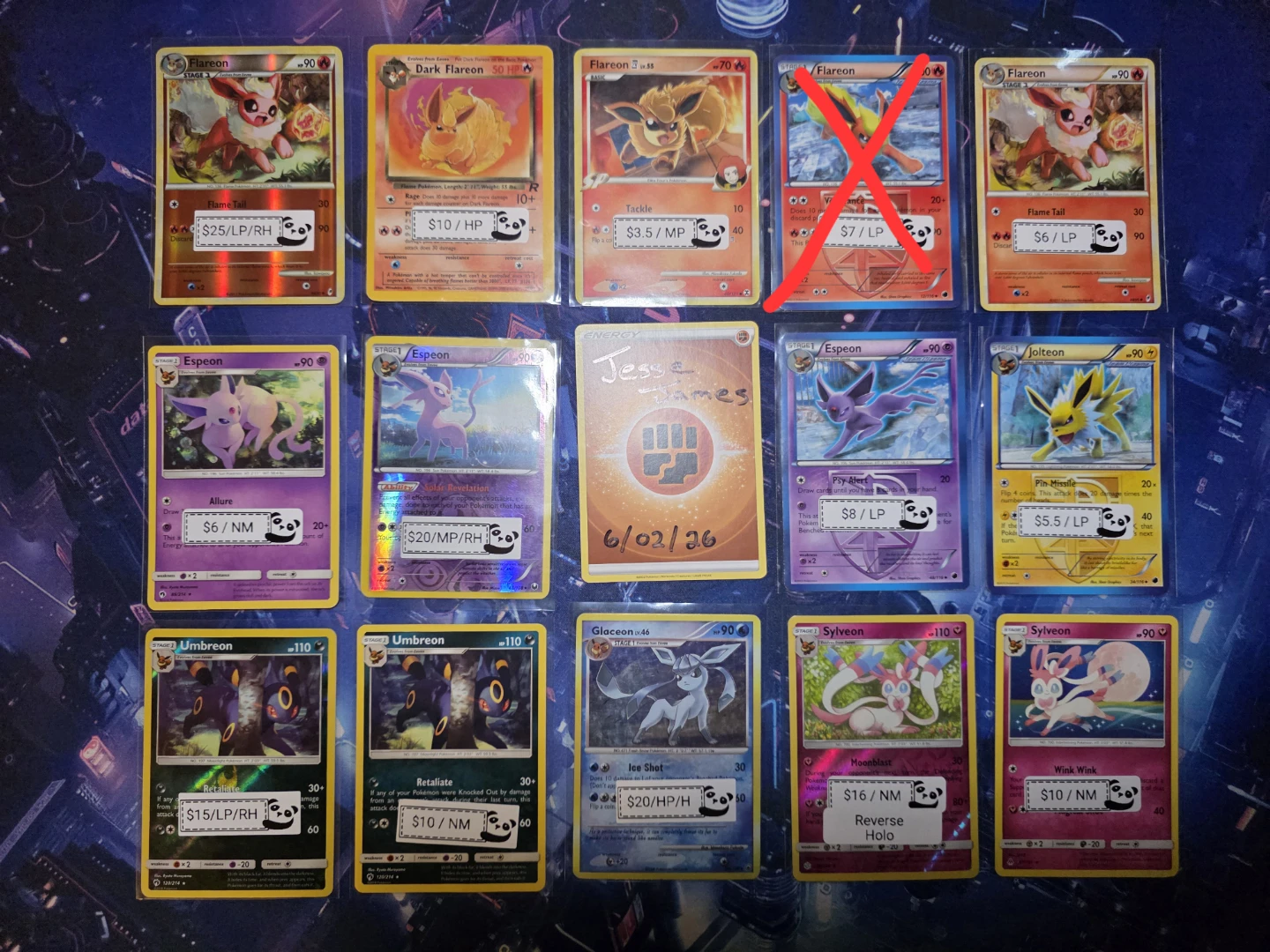 Eevee and Evolution Pokemon Cards