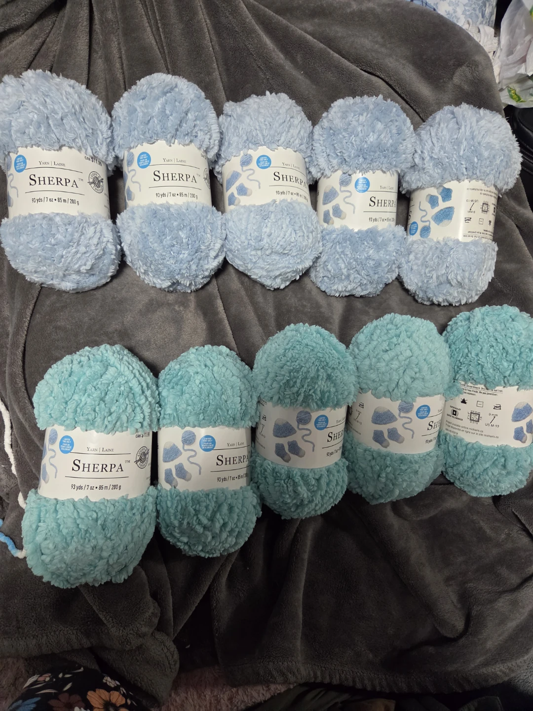 Bernat Sherpa Yarn - Light Blue & Teal