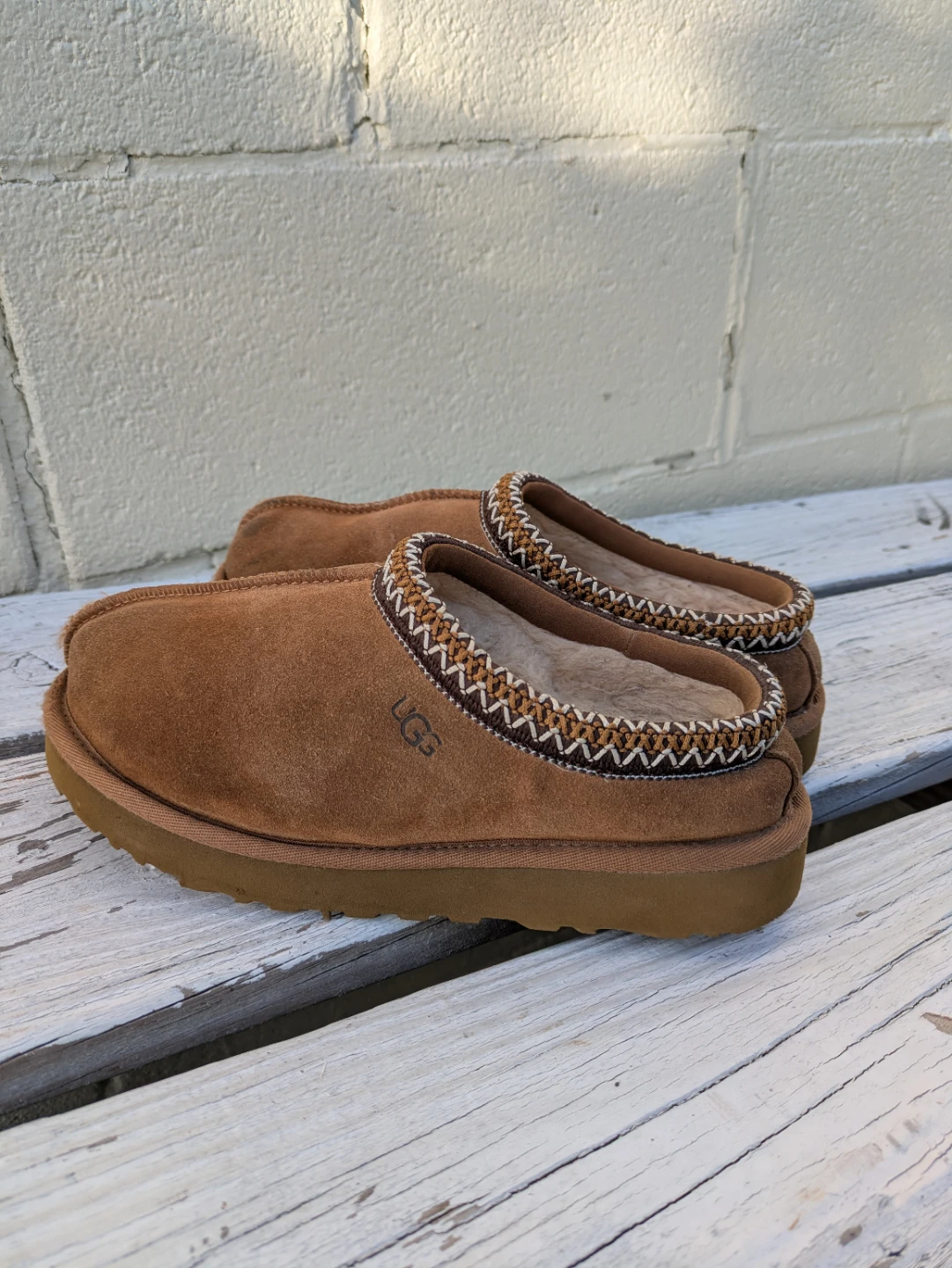 UGG Brown Suede Shearling Lined Slippers - photo 4