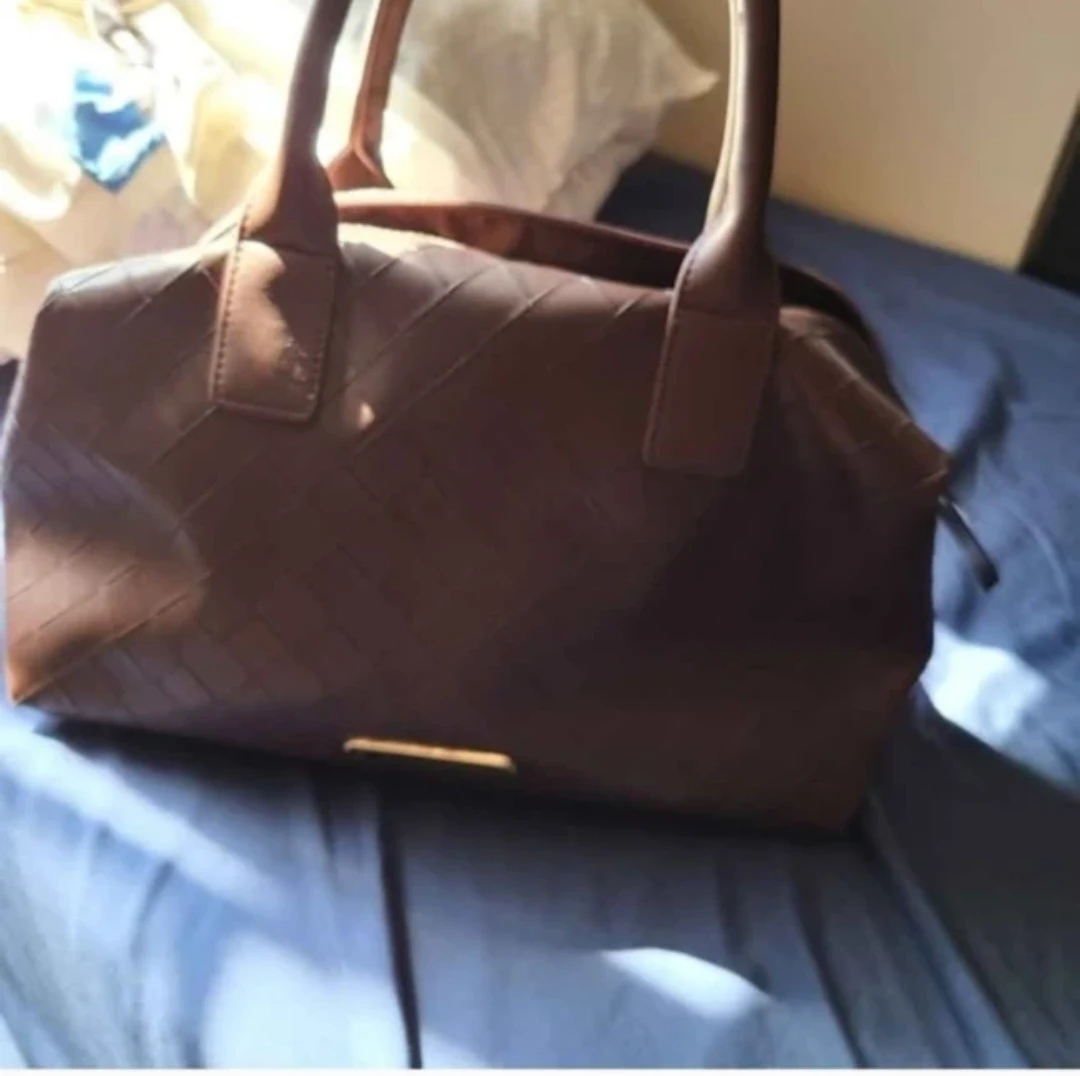 Faux Woven Leather Satchel