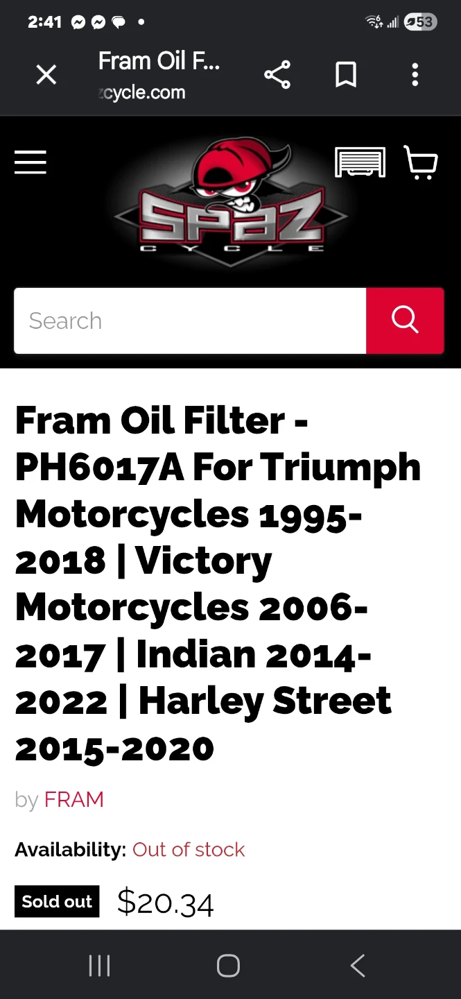 Fram PH6017A Oil Filter for Motorcycles - photo 2