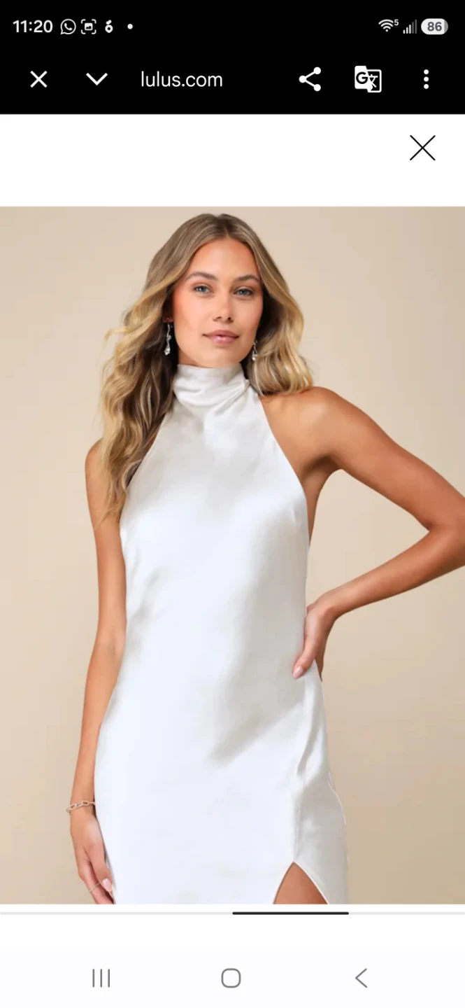 Lulus off-white Satin Halter Maxi Dress (M) with High Slit ⚽️ - photo 4