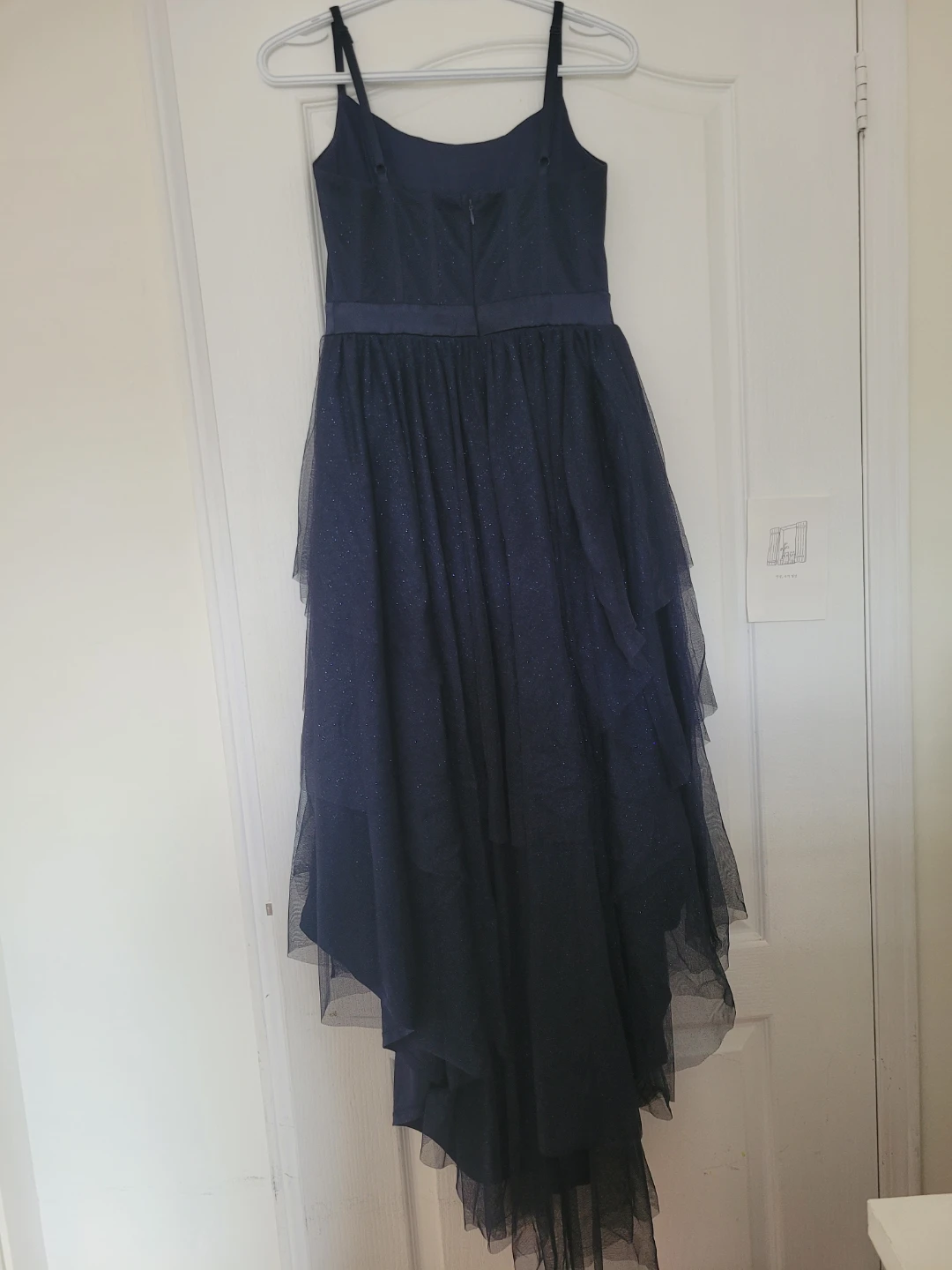 Le château Navy Blue Sparkly Tiered High-Low Dress - photo 3