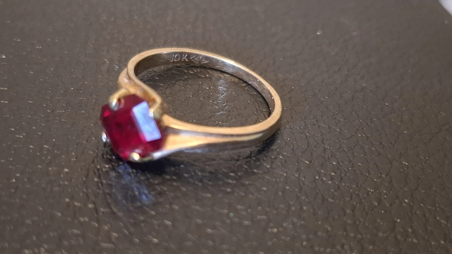 10K Gold Ring with Red Stone