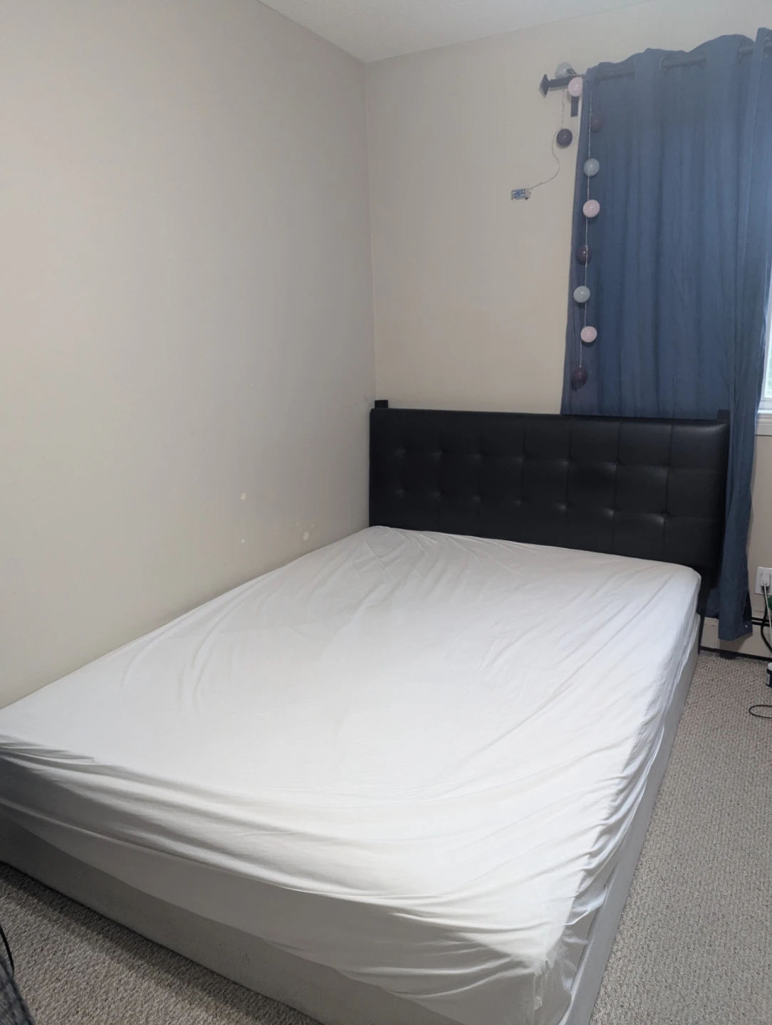 Box spring with matress and Black Faux Leather Headboard - photo 2